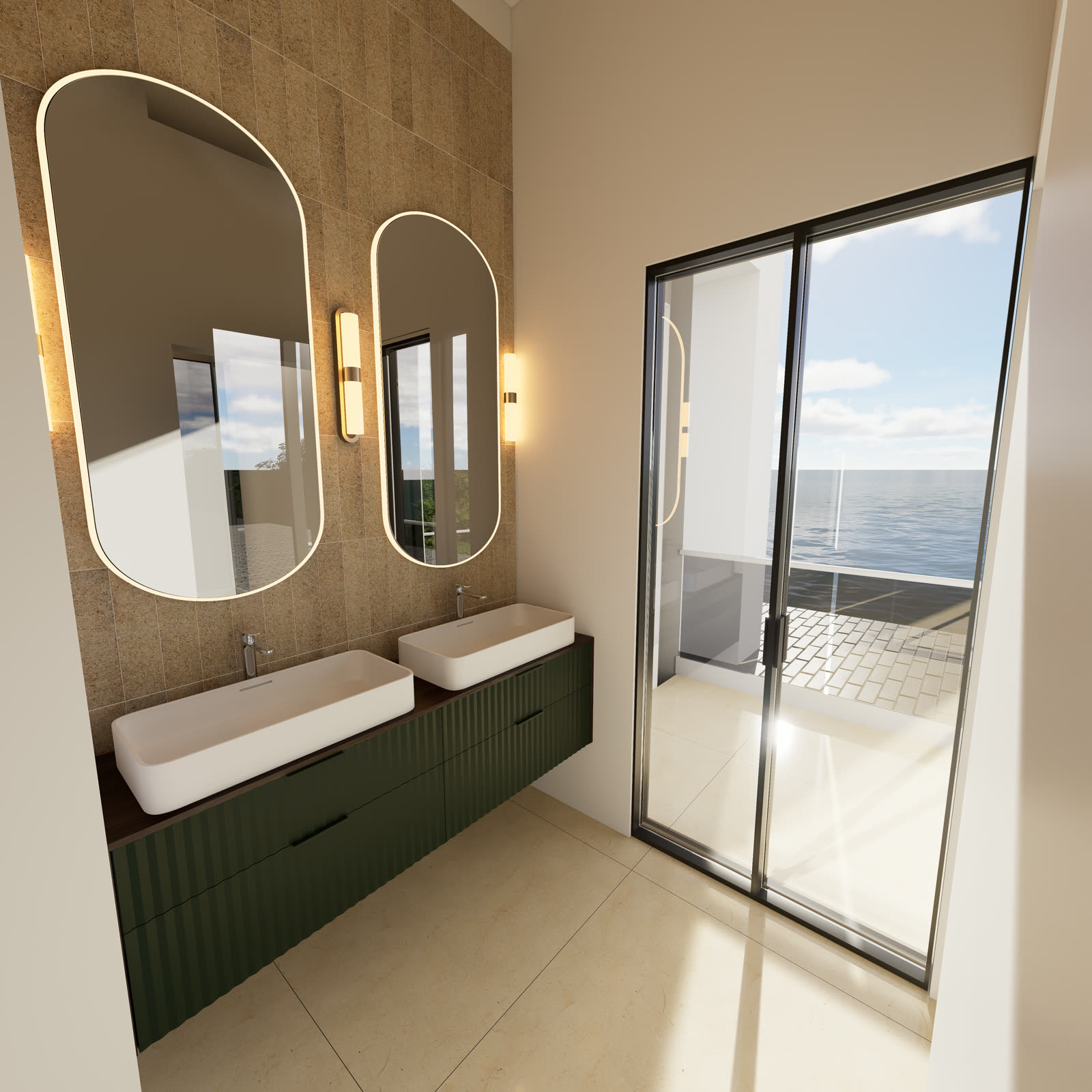Baño principal con vista al mar
